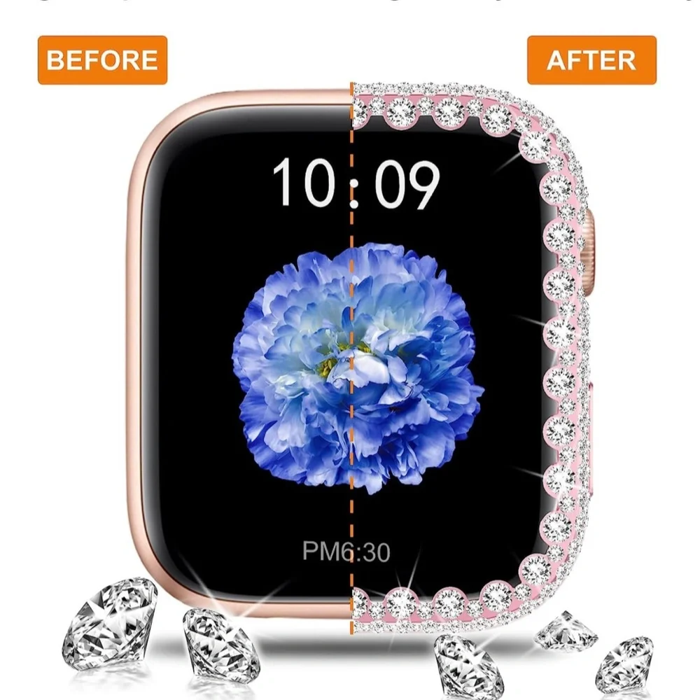 2 Pack Bling Lace Case Compatible with for Apple Watch Case 41mm Series 7